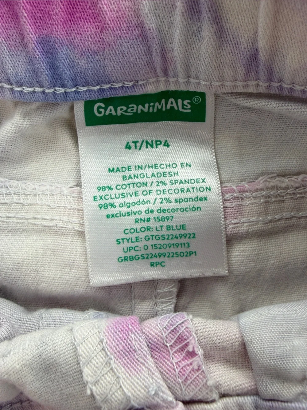Garanimals Girls Tie Dye Demin Skirt Elastic Back Pockets Pink Blue 4T